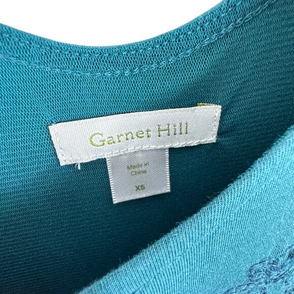 Garnet Hill Teal Blue Sleeveless Lined Embroidered Cotton Blend Maxi Dress Sz XS - Picture 6 of 8